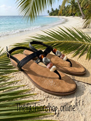 Isla black beaded sandals sizes 3-8 (36-41)