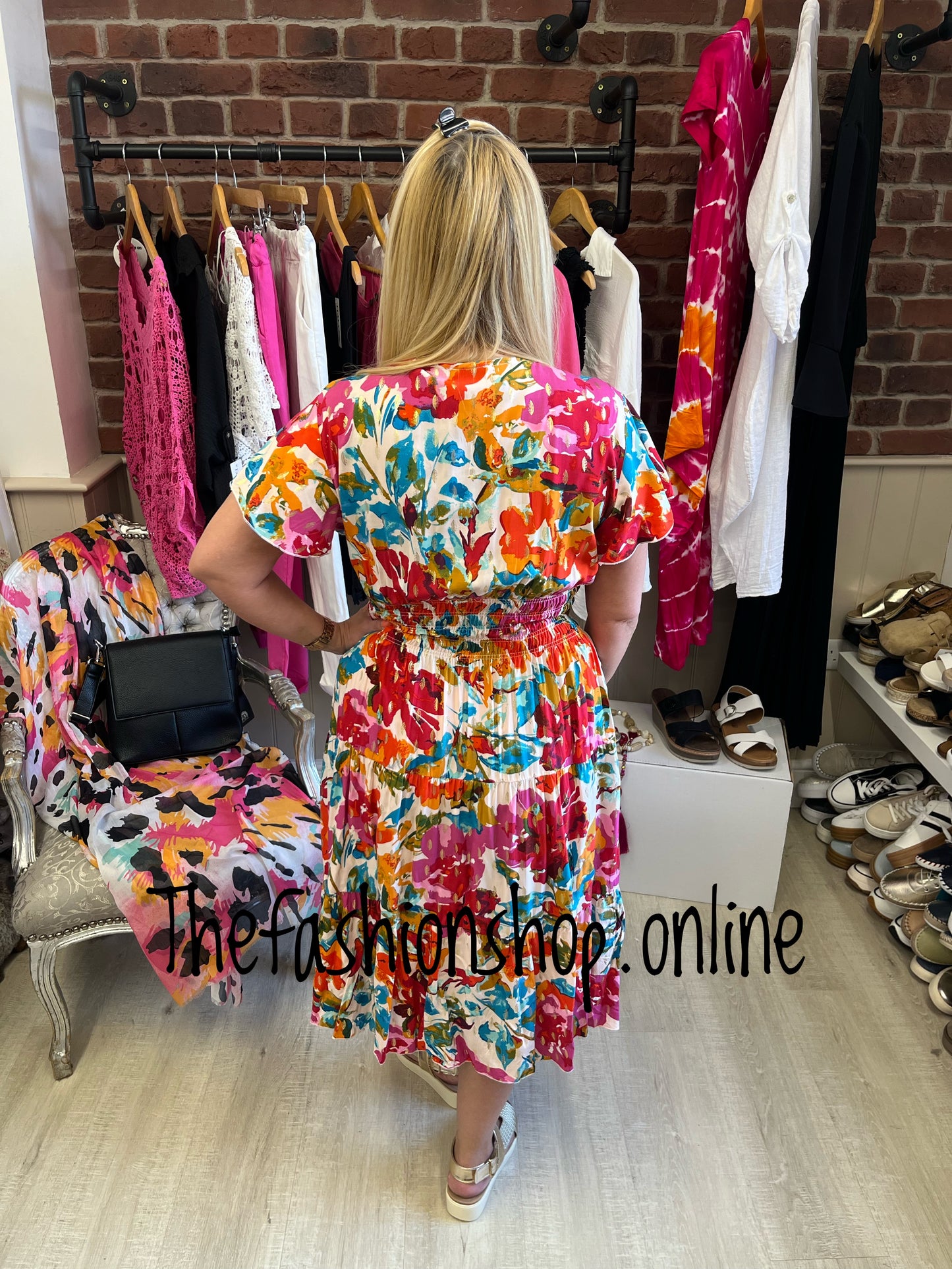Monica colourful floral summer dress 8-16