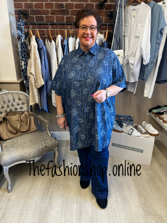 Fly Out navy floral shirt 16-24