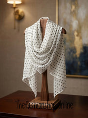 White and Black polka dot lightweight scarf