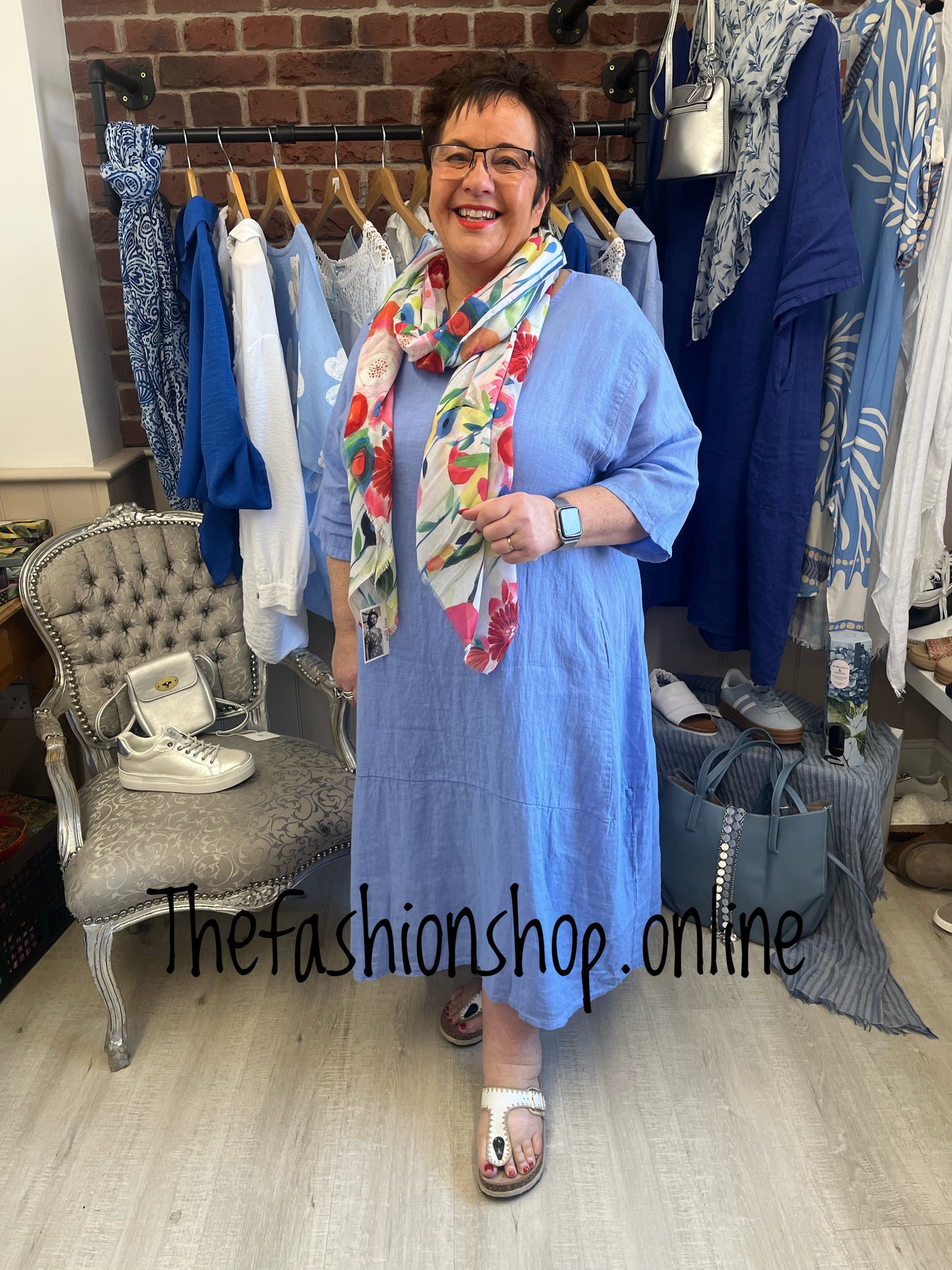 Keira denim blue cocoon dress with straight hem 16-22