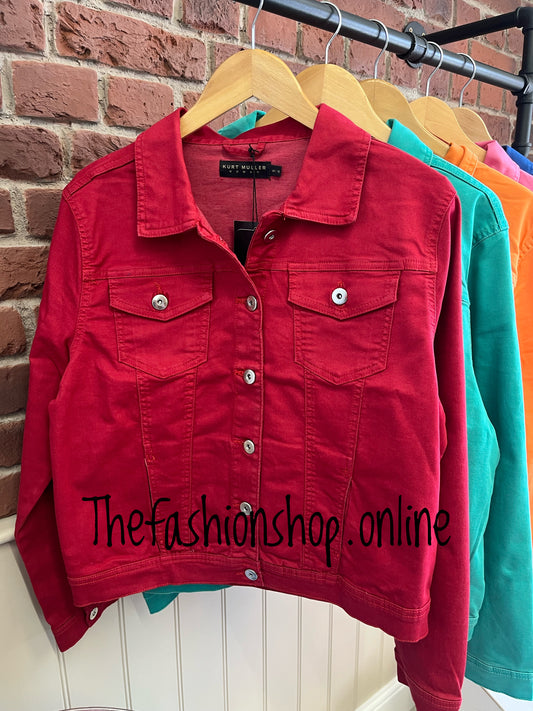 Kylie red cotton denim jacket sizes 14-22