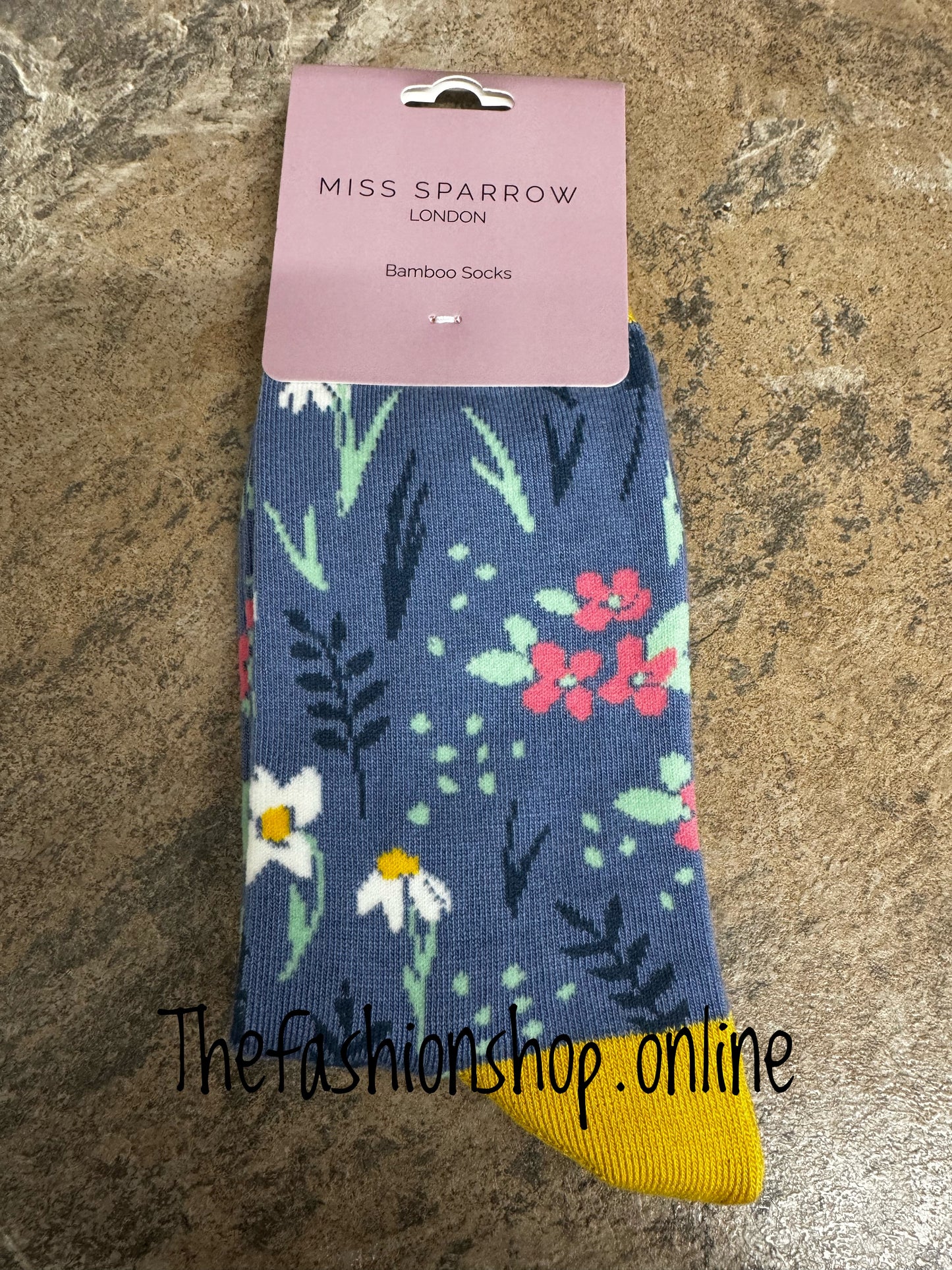 Miss Sparrow Denim Meadow Bamboo socks 3-7