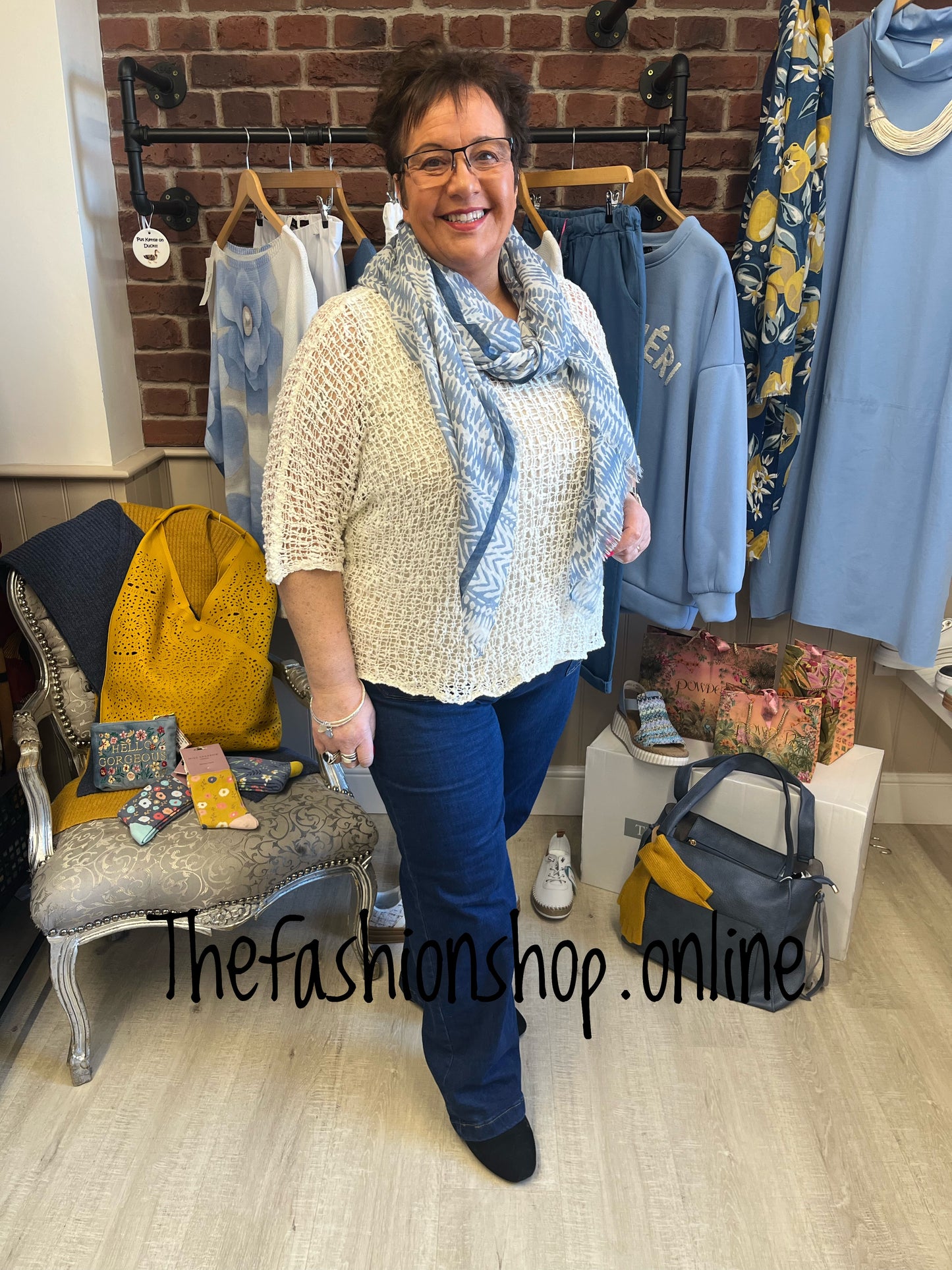 Cream popcorn open knit top 10-20