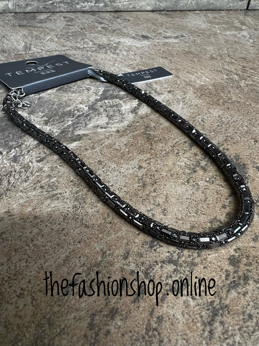 Sarah Tempest grey baguette necklace