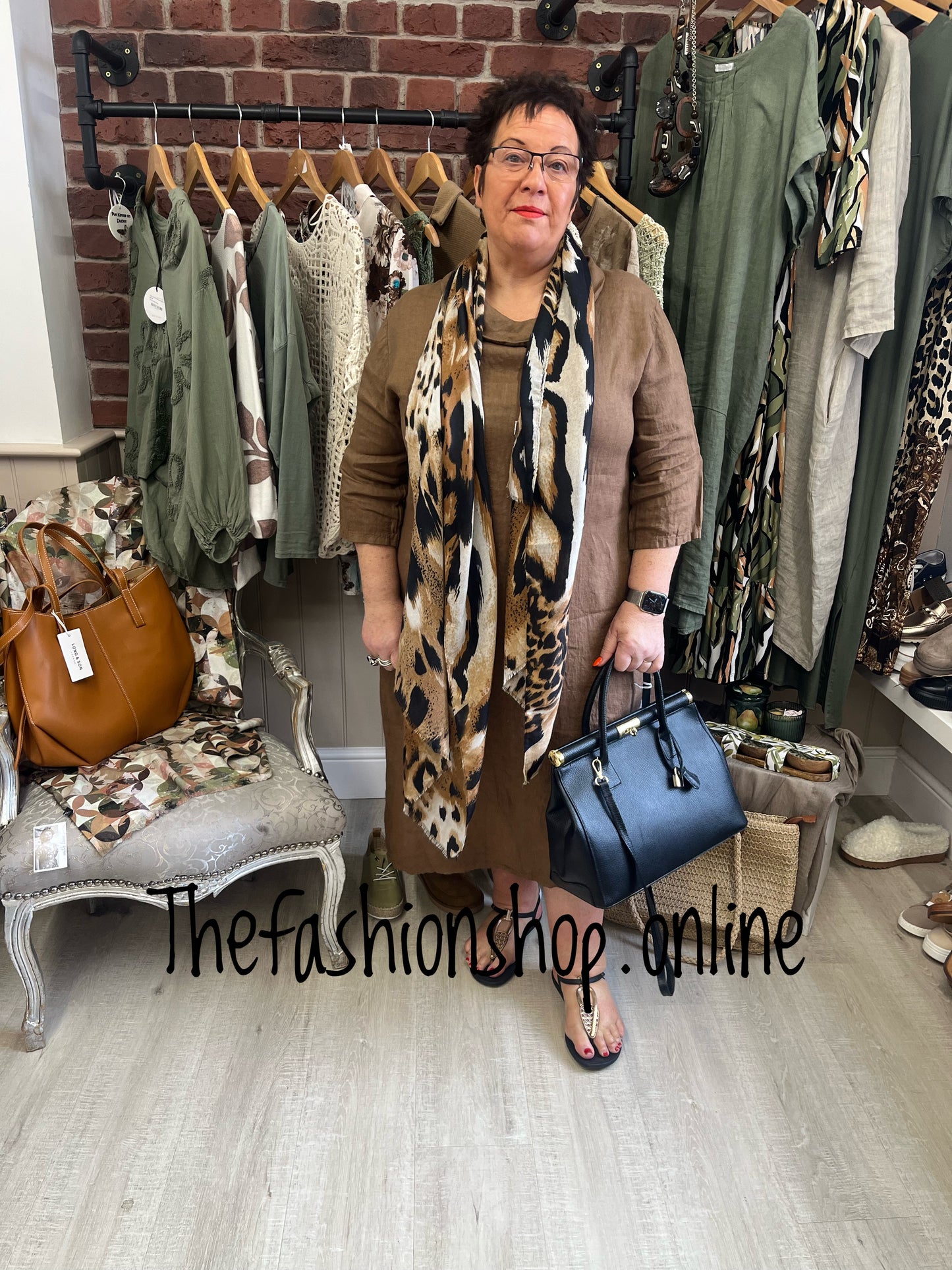 Evelyn brown linen cocoon dress 16-22