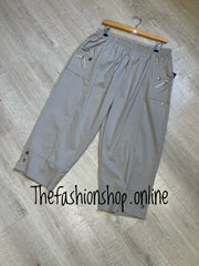 Cherry Berry stone stretchy button detail cropped trousers sizes 10-26