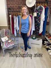 Blue cotton vest sizes 8-20