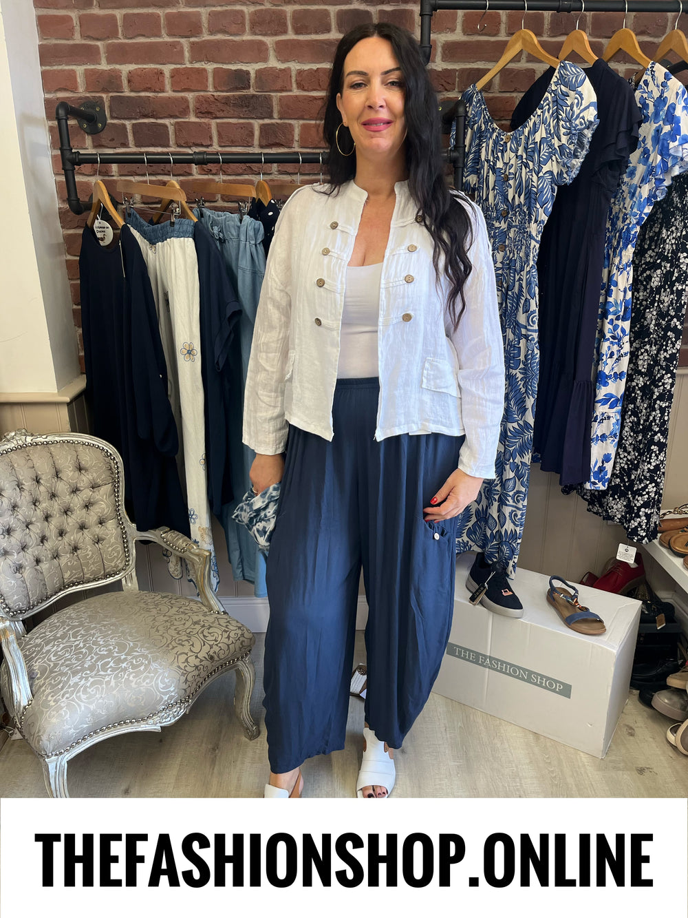 Tamsin white linen military jacket 10-16