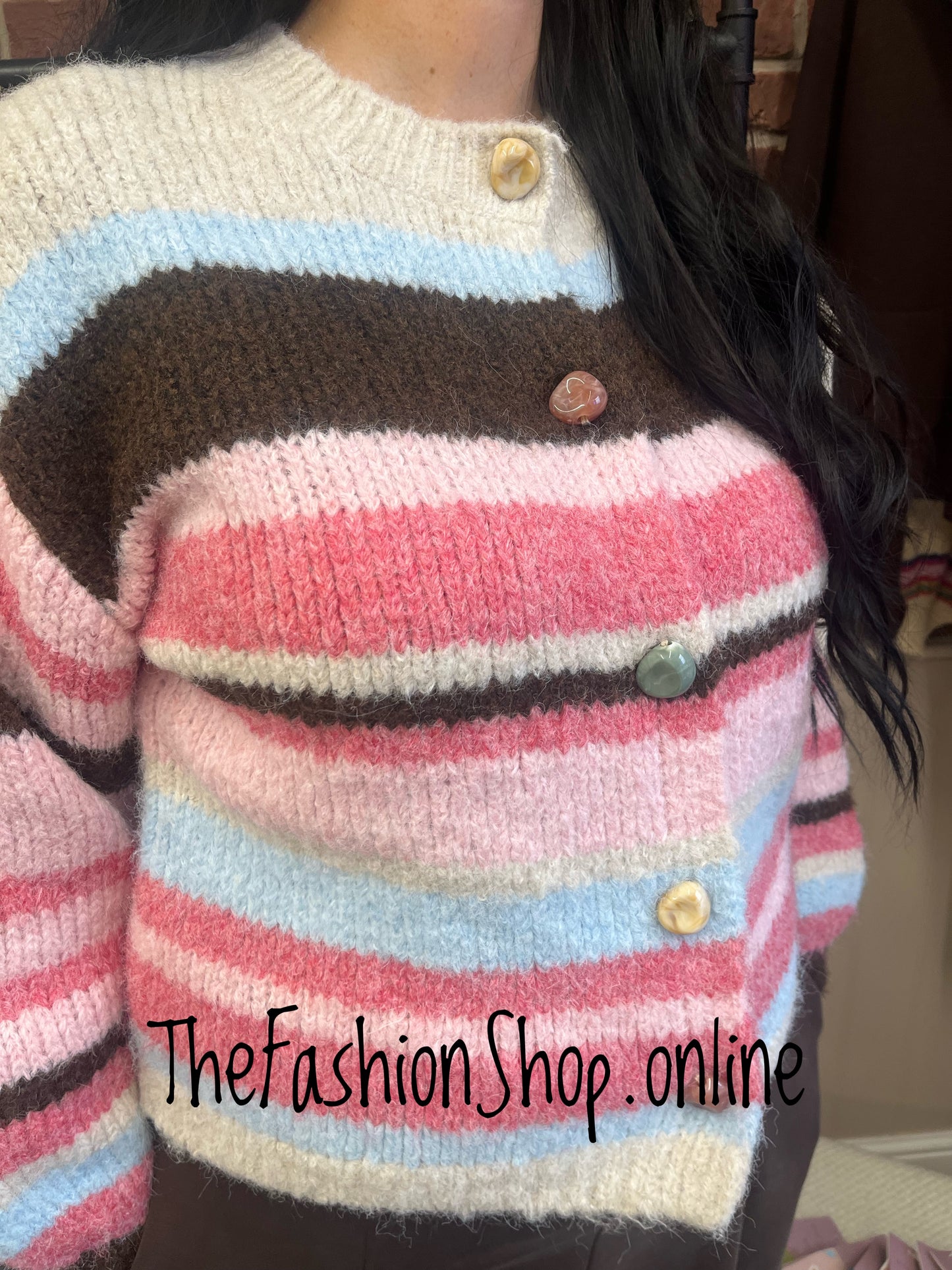 Avril striped wool mix cardigan 10-16