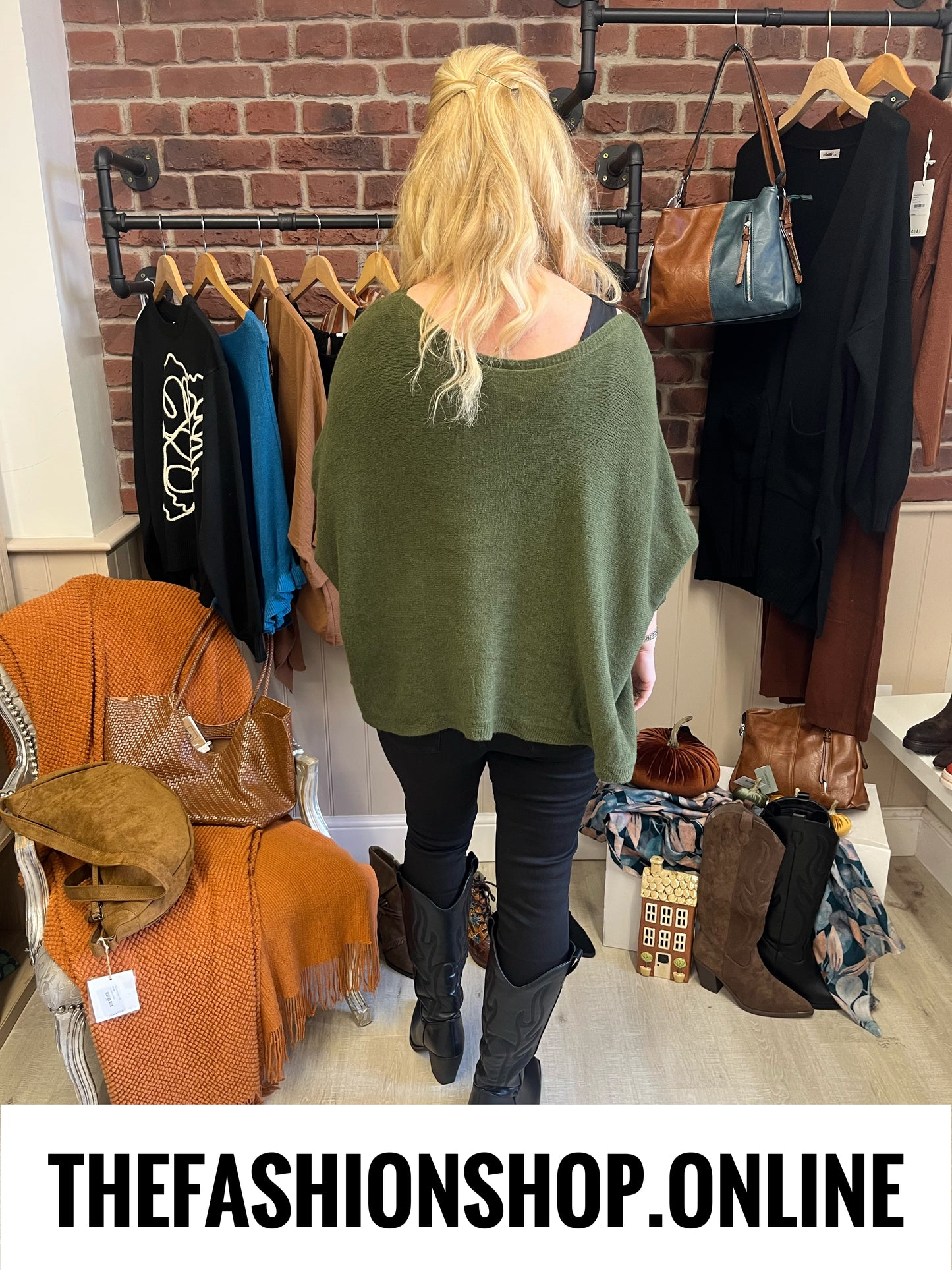Grace khaki ribbed sleeve jumper 10-22