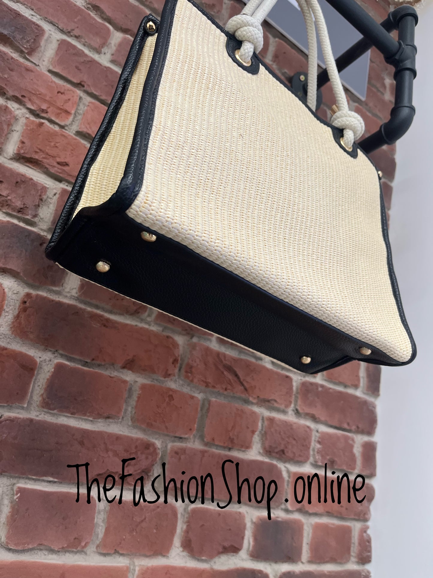 Milan Summer Bag in Cream with Black