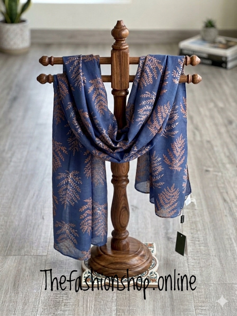 Autumn Branches in Denim Blue Scarf