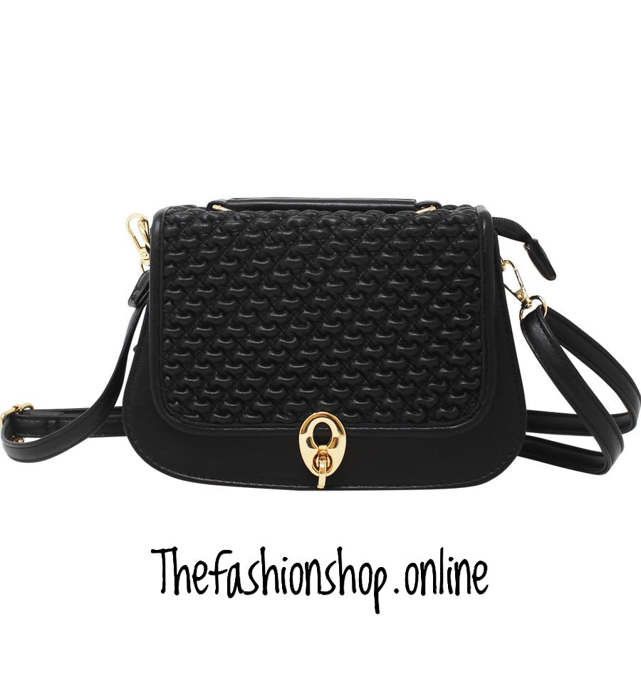 Charlotte Quilted Saddle bag in Black