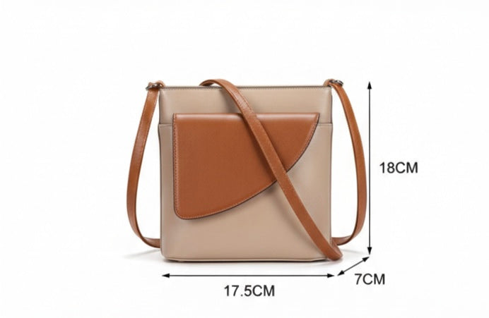 Ladies Binocular Cross Body Bag in Coffee and Tan