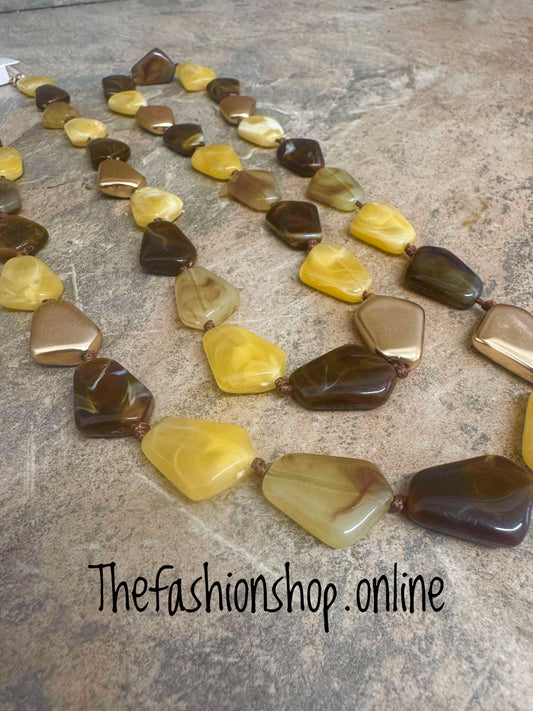 Tasmin Camel, Browns and Gold Pebble Necklace