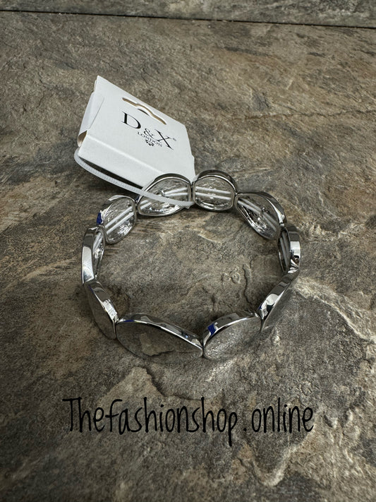 D&X Silver plated stretch disc bracelet