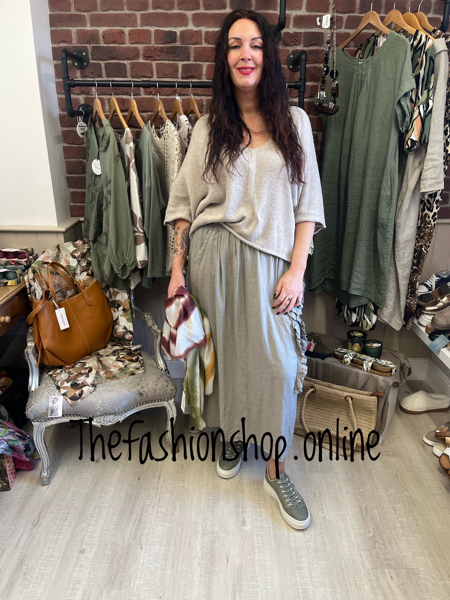 Eleanor taupe knitted v neck top 10-18