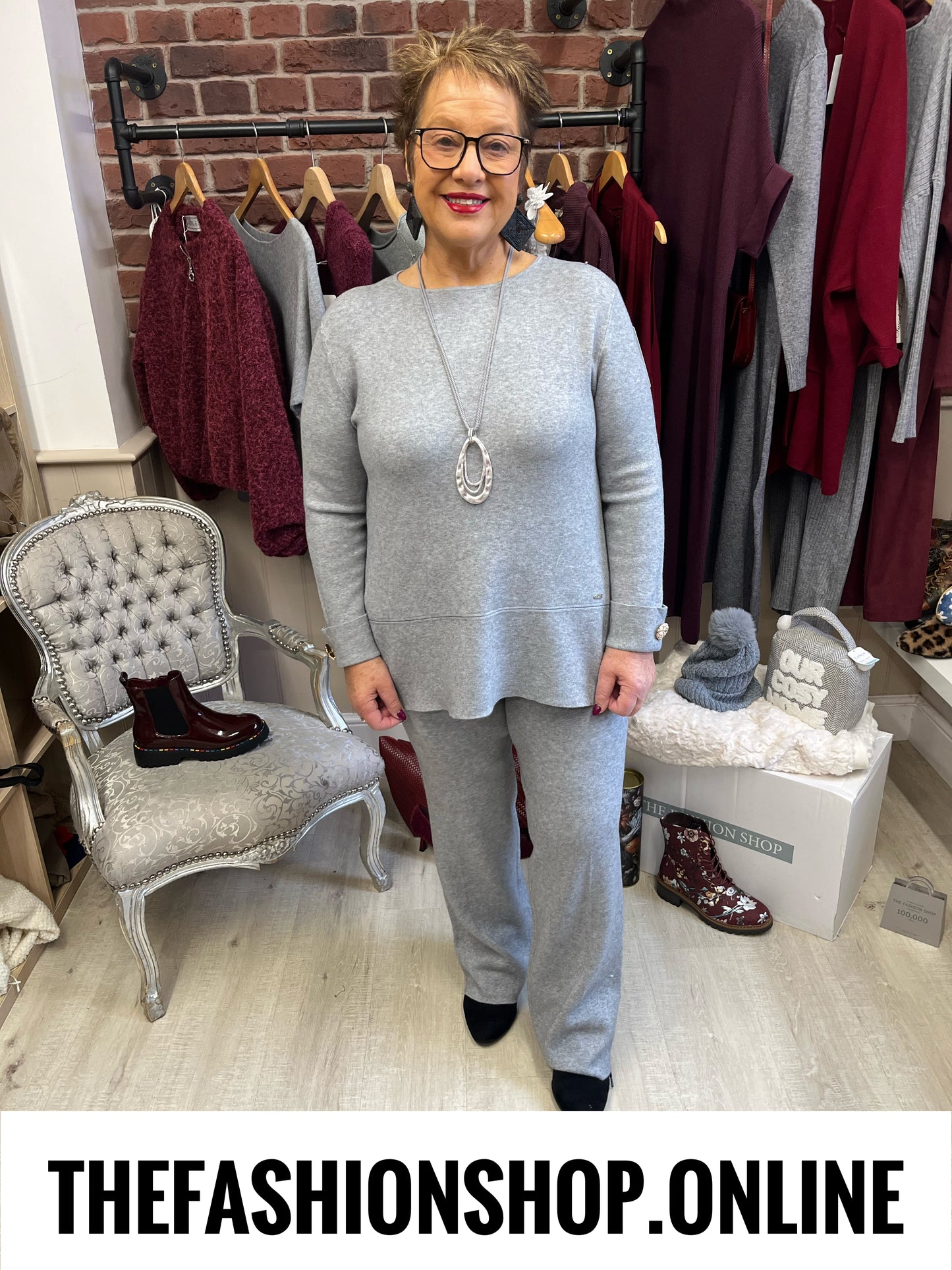 Rachel grey cashmere mix co-ord 10-16