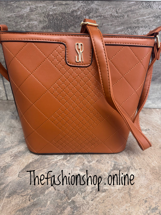 Sienna Tan Bag with Stitch Detail