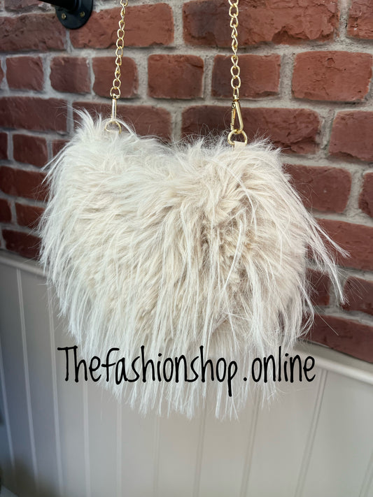 Cream Freya Fur Handbag