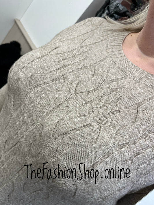 Alison beige cable knit jumper dress 14-18
