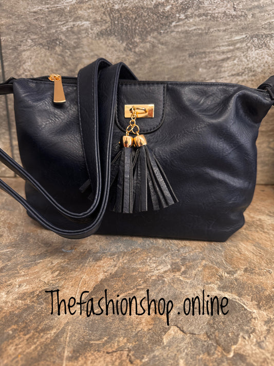 Tanya Tassel Shoulder Bag in Navy