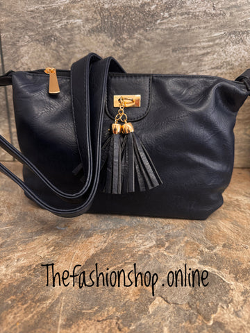 Tanya Tassel Shoulder Bag in Navy