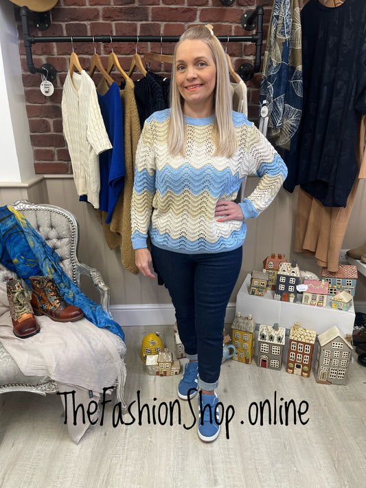 Danielle blue and gold wave detail jumper 8-16