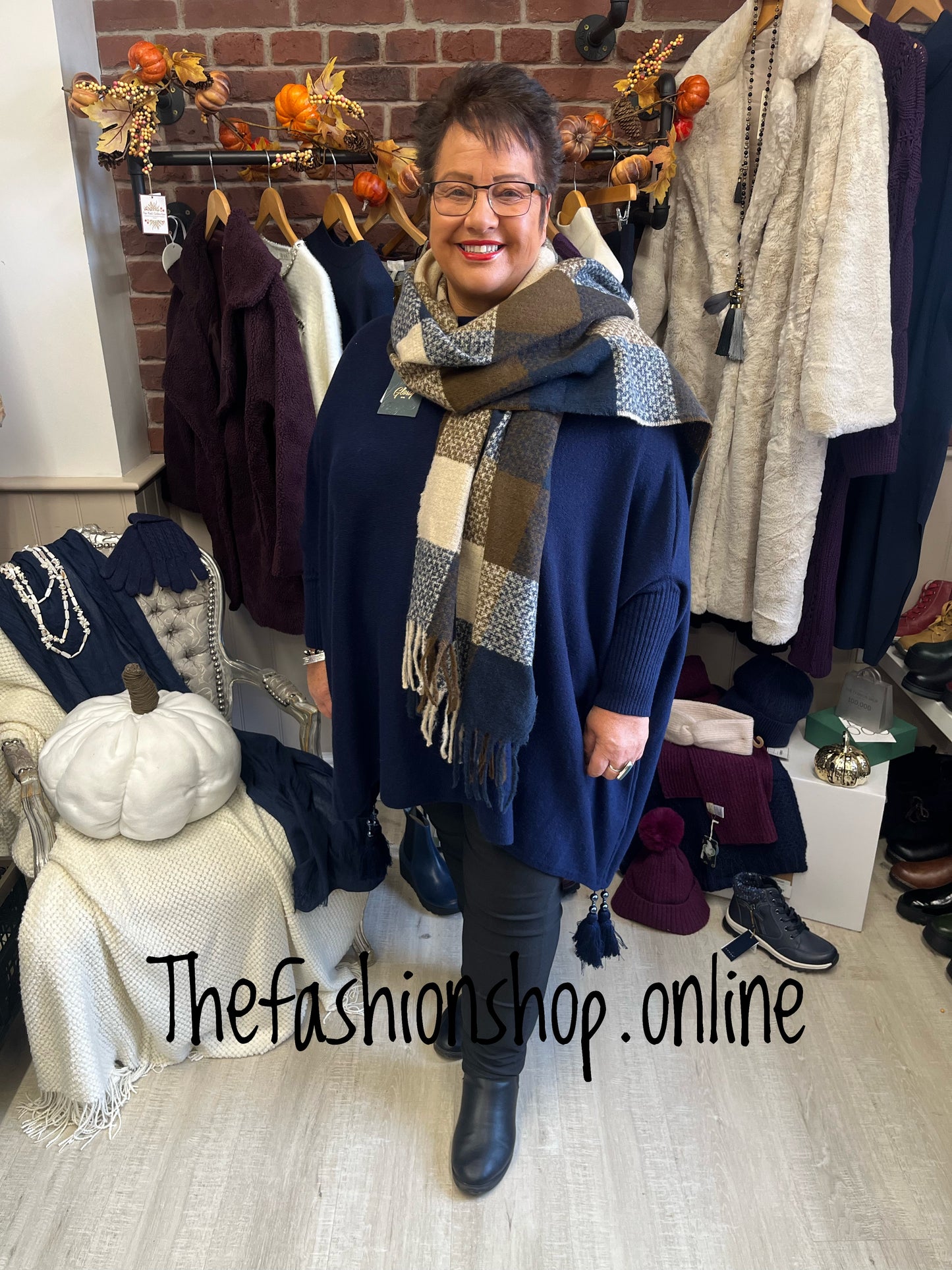 Navy poncho with sleeves 12-26