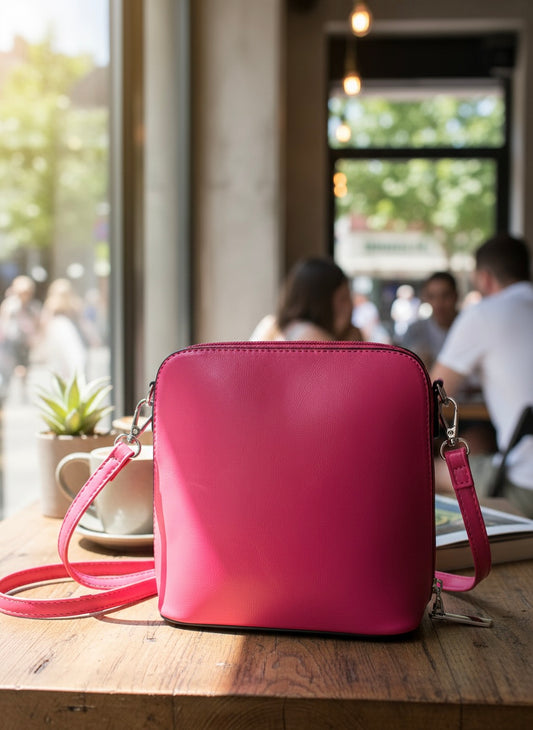 Hot pink chic bag with long shoulder strap
