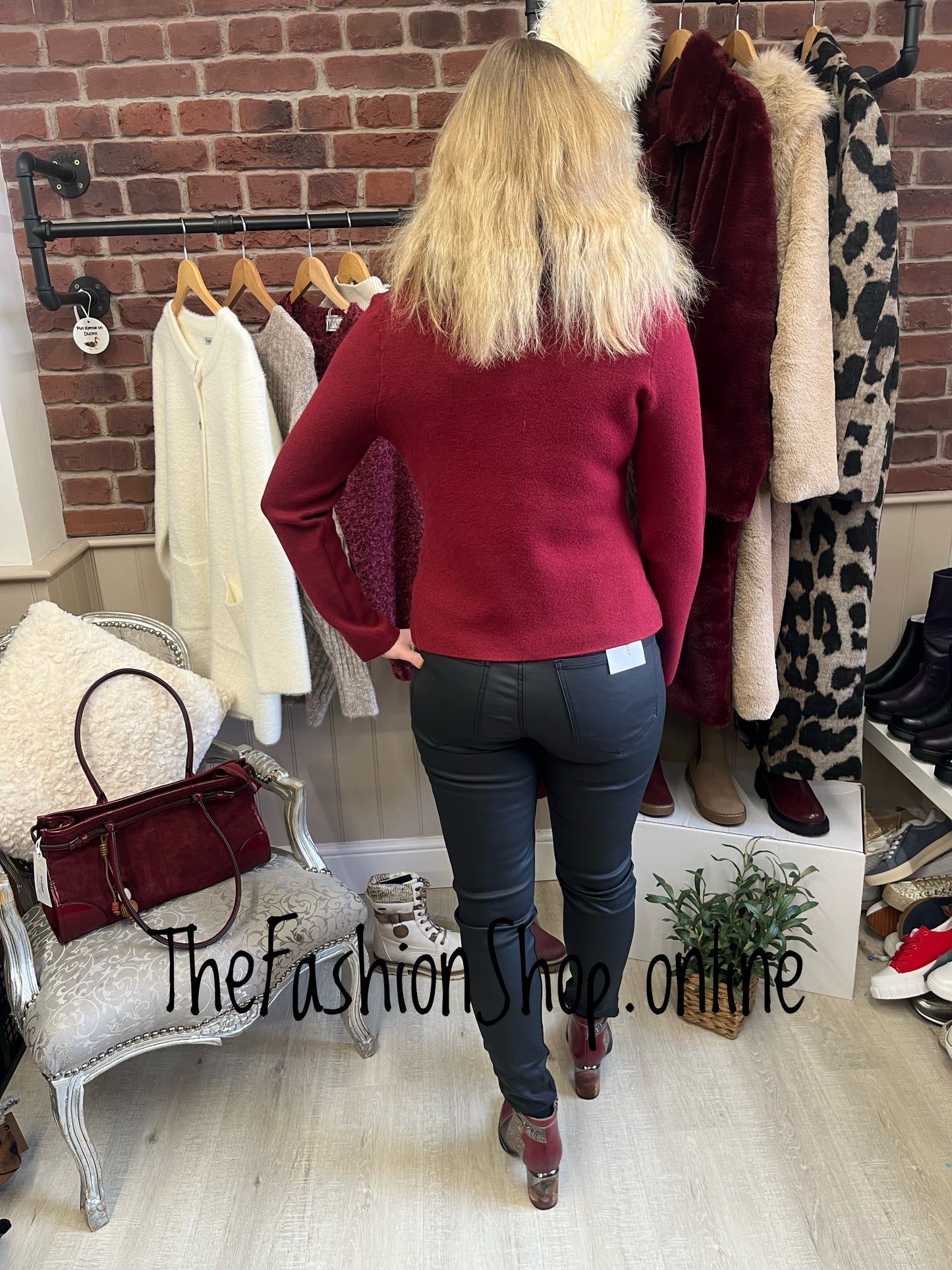 Heather wine faux fur collar coatigan 8-12