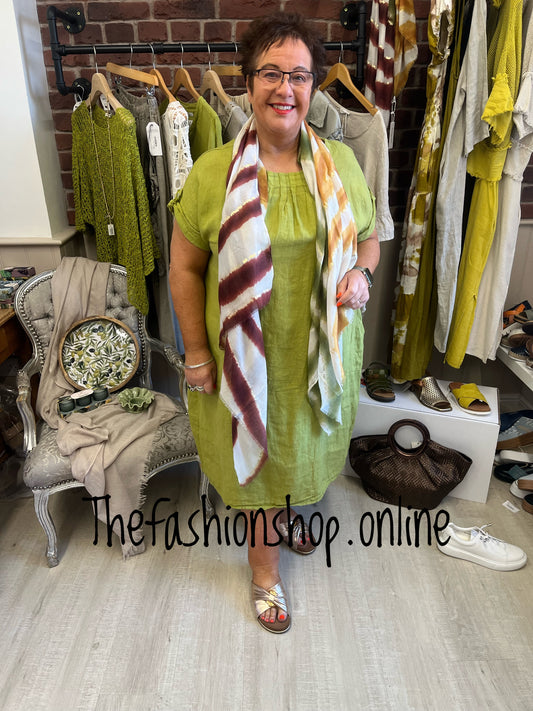 Louisa olive linen dress 14-20