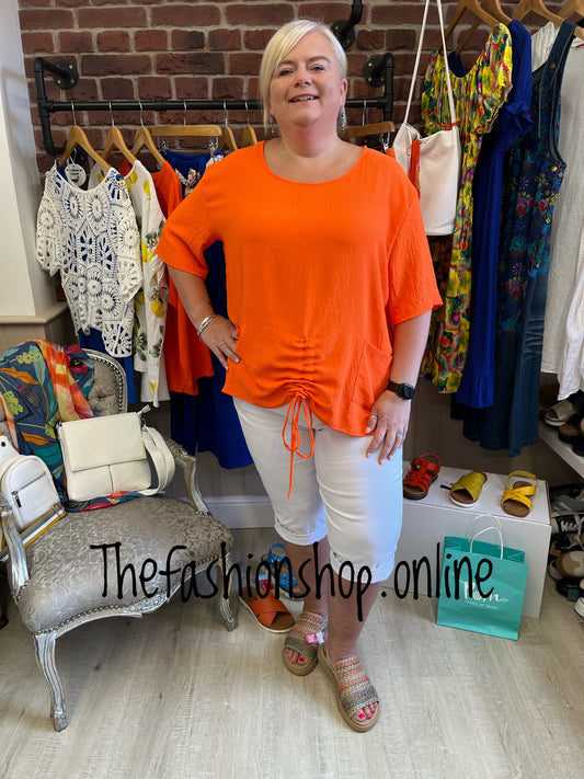 Phoebe orange drawstring top 14-20
