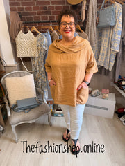 Harper camel Peter Pan collar linen top 16-22
