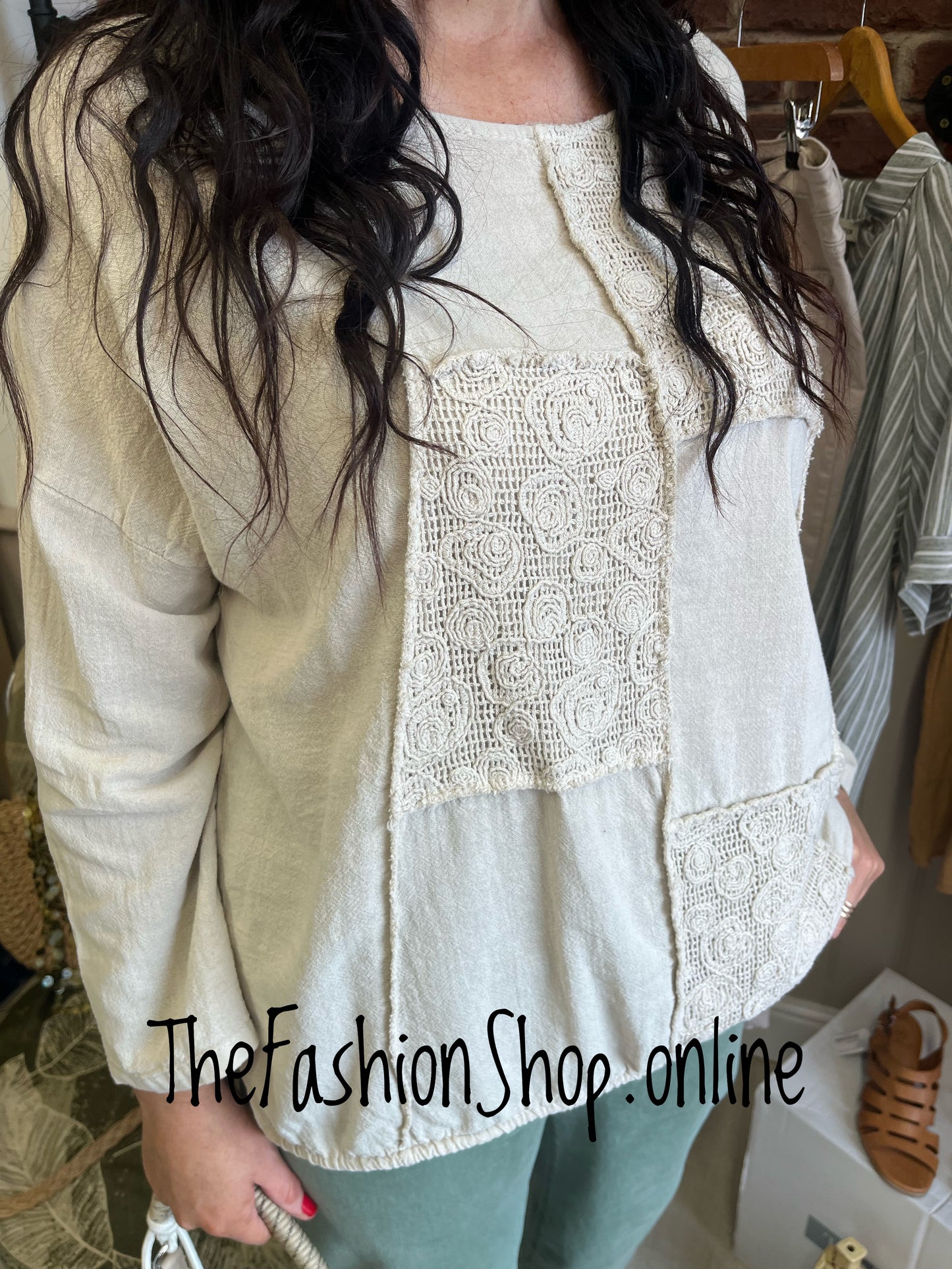 Amy beige cotton top 12-18
