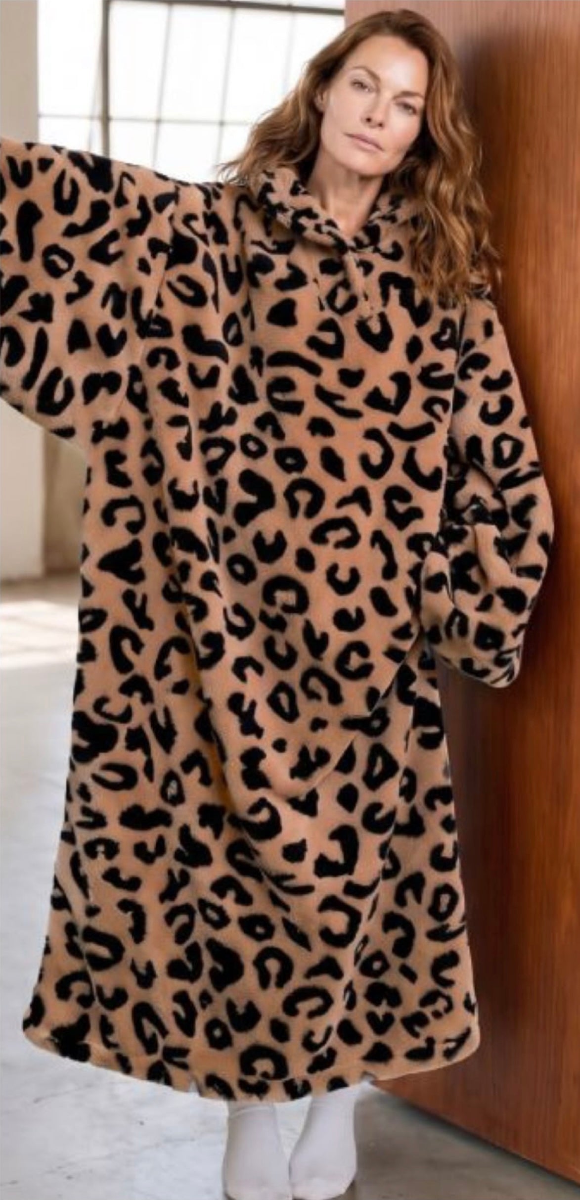 Leo brown leopard cosy lounge hoodie 8-22