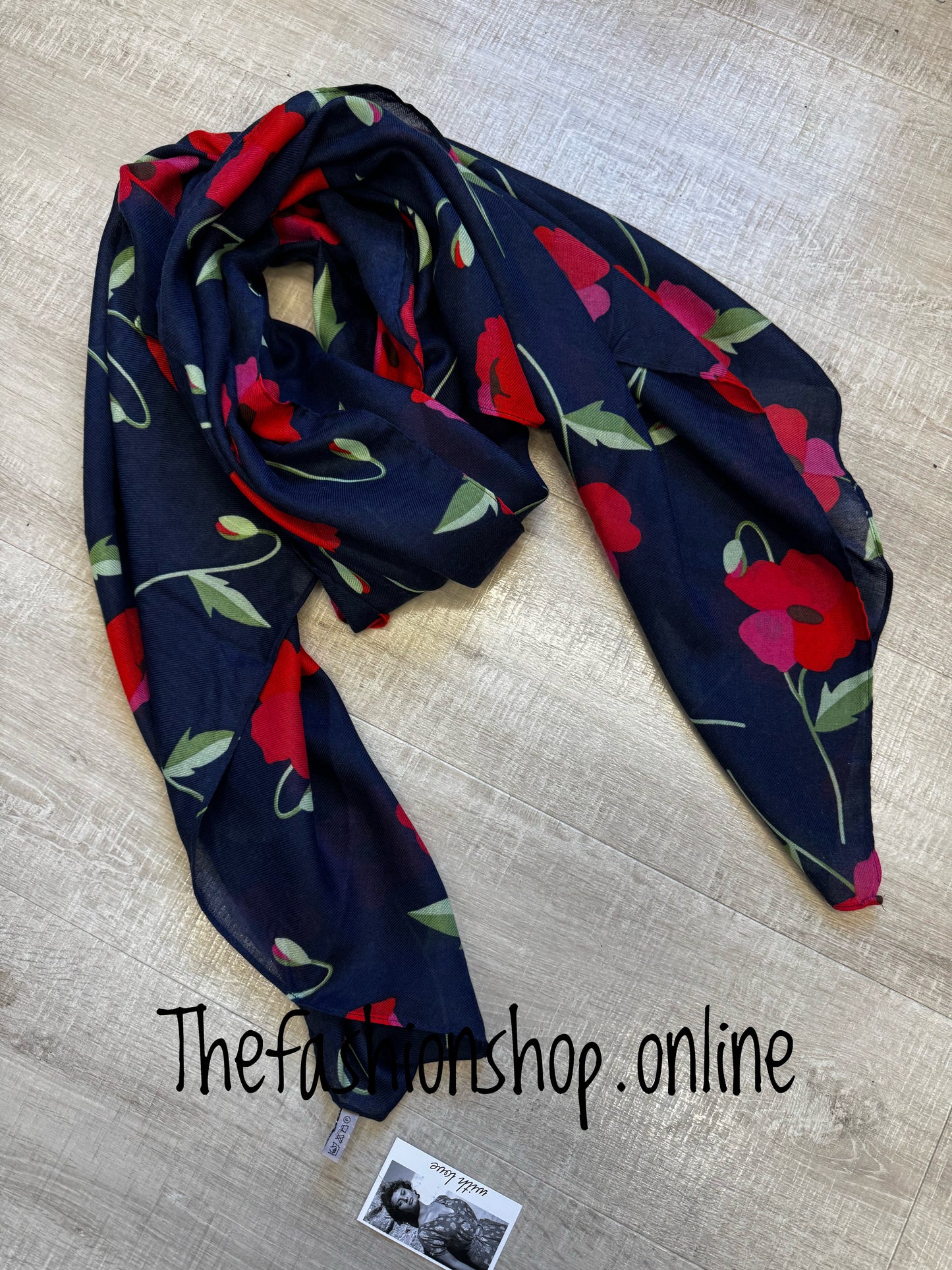 Lua navy poppy scarf