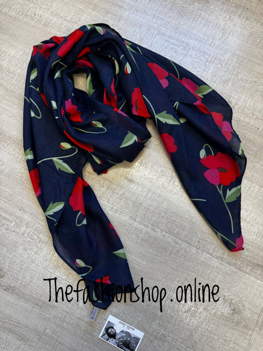 Lua navy poppy scarf