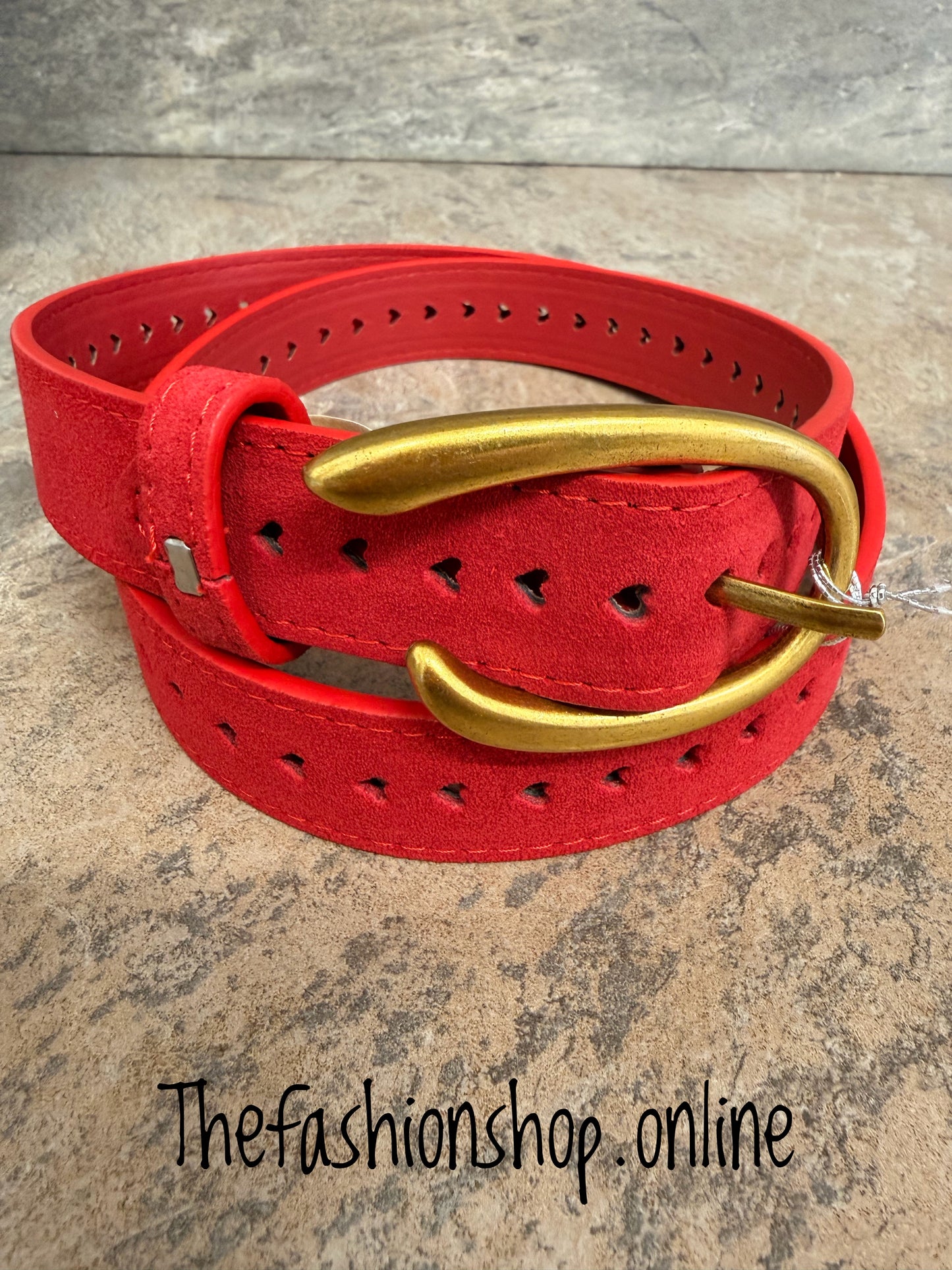 Zelly Constellation red leather belt