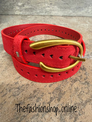 Zelly Constellation red leather belt