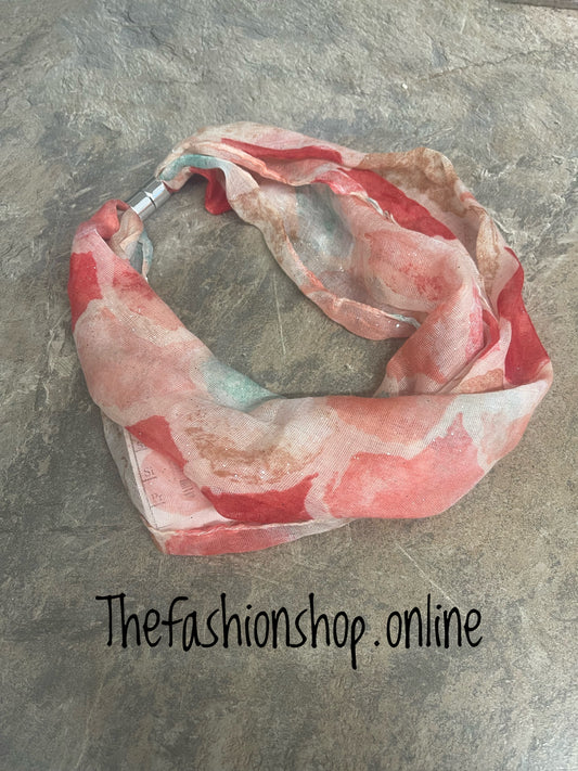 Coral and nude sparkle magnetic snood