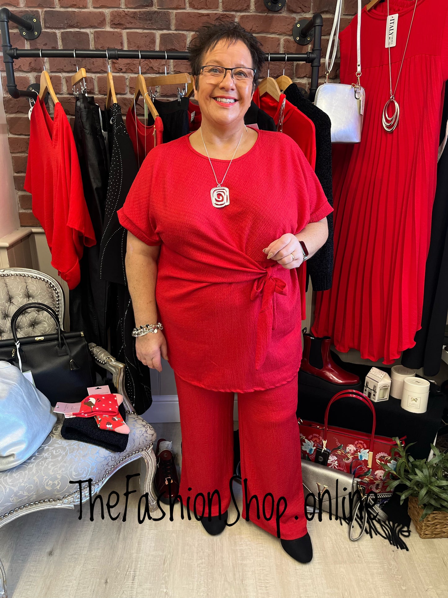 Lois red side tie co-ord 12-20