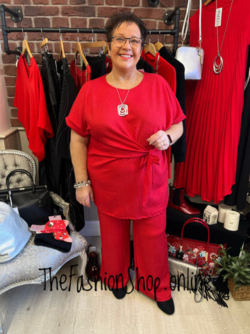 Lois red side tie co-ord 12-20