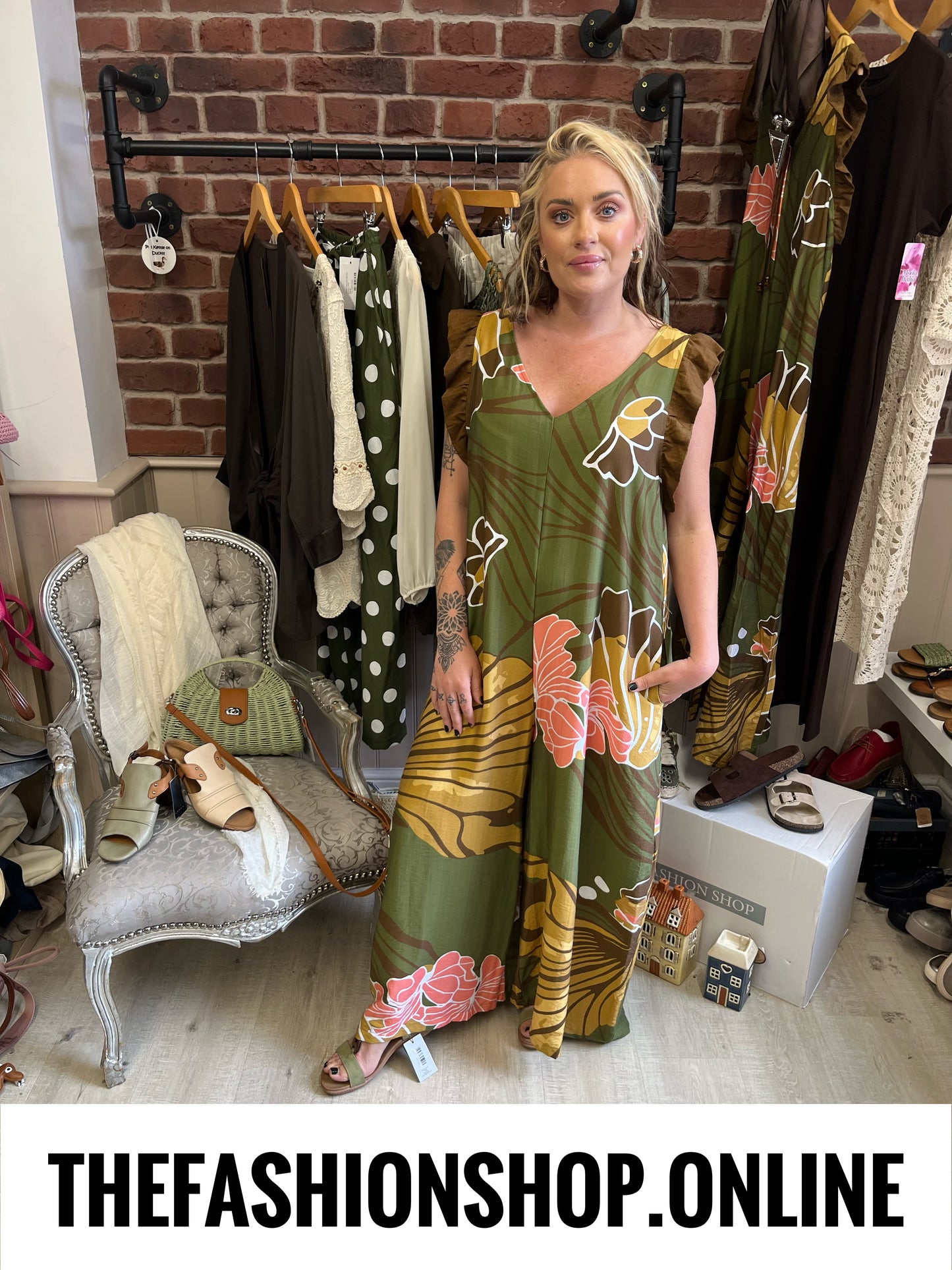 Fly Out jungle leaf print jumpsuit 10-16