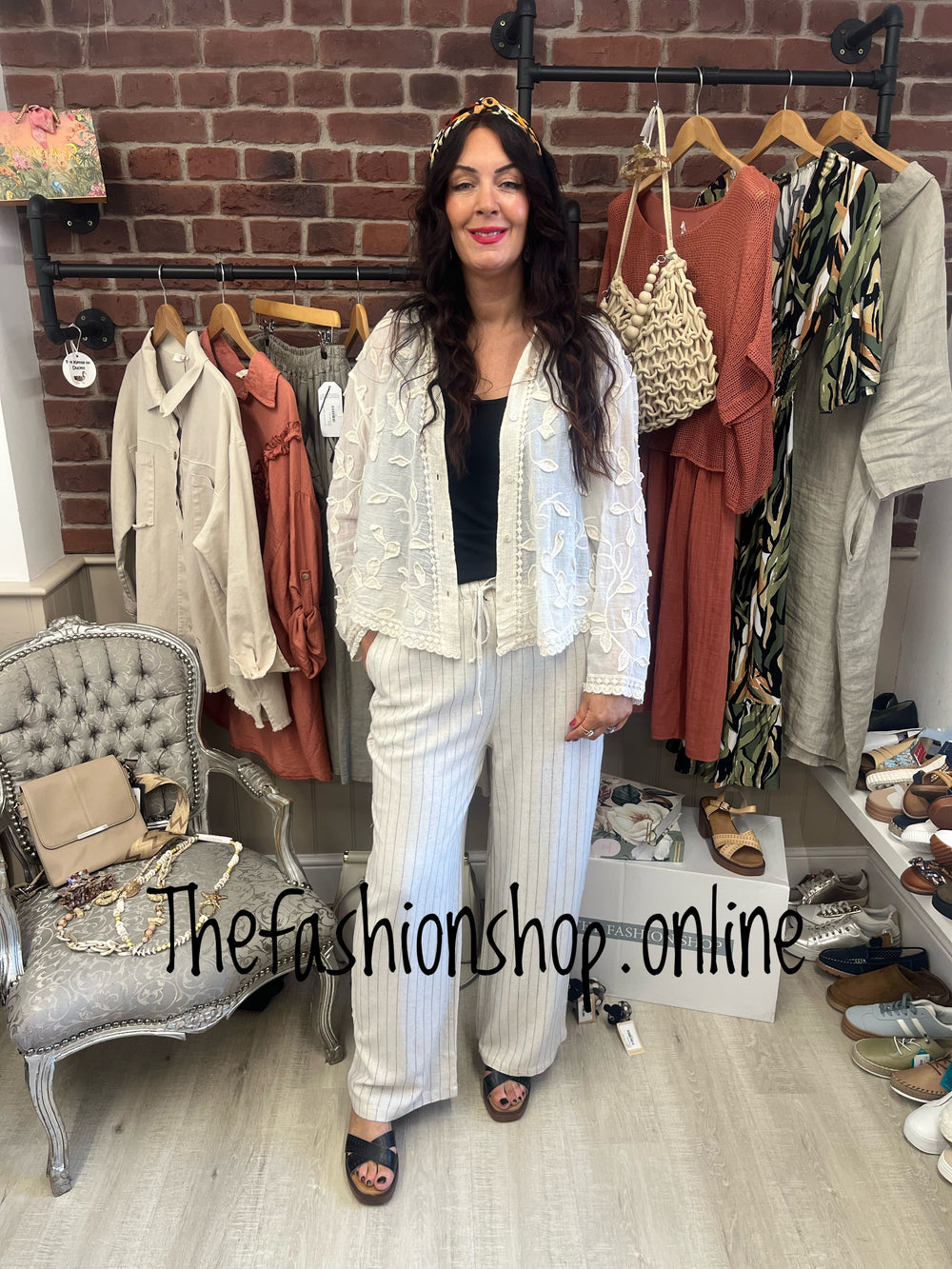 Hattie beige linen mix trousers sizes 10, 12 and 14