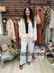 Hattie beige linen mix trousers sizes 10, 12 and 14