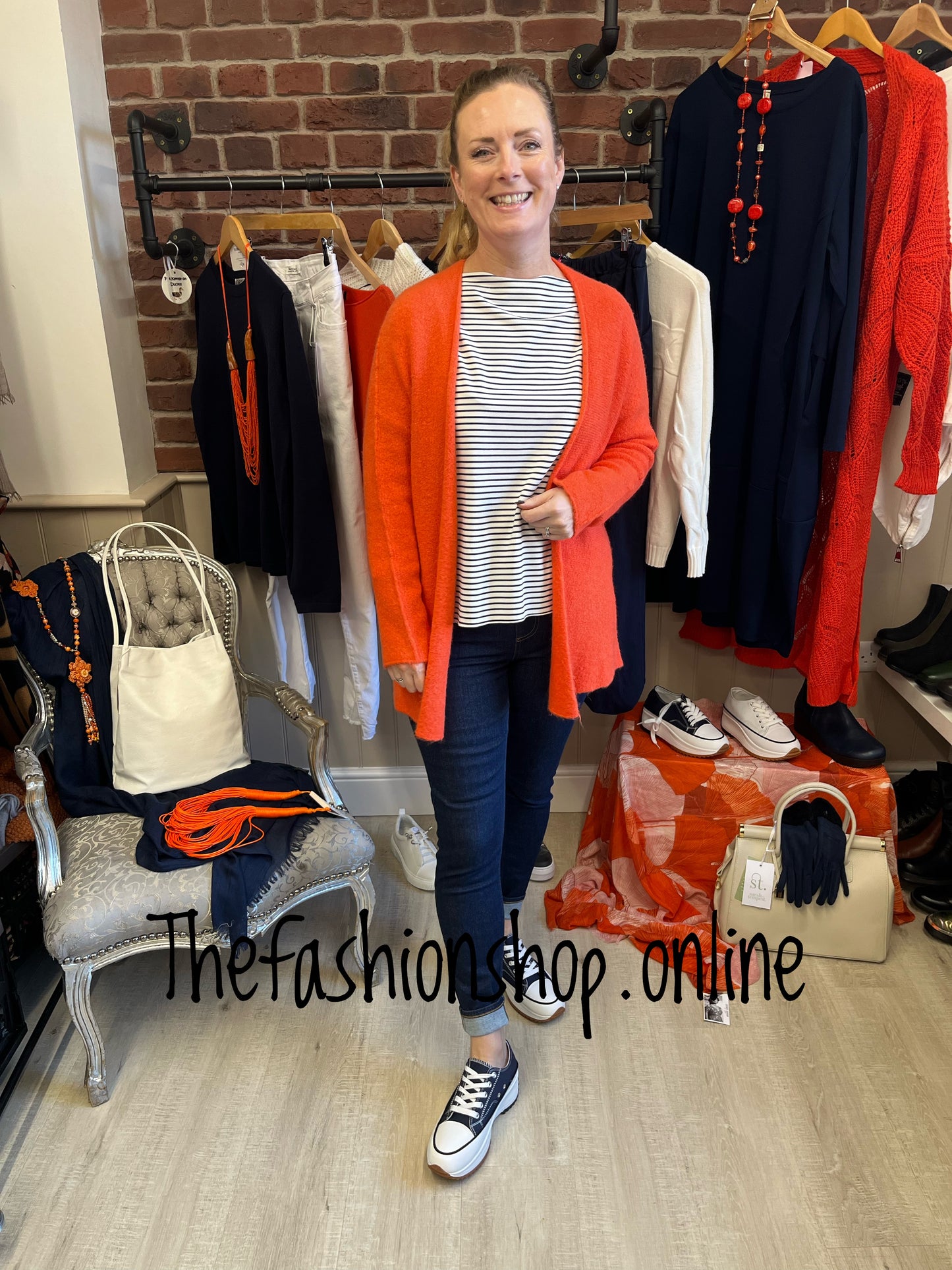 Erika orange edge to edge wool mix cardigan 8-16