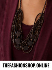 Sienna Boho Chunky Wooden Necklace