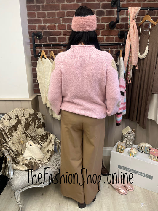 Kendra pink wool mix heart jumper 10-16